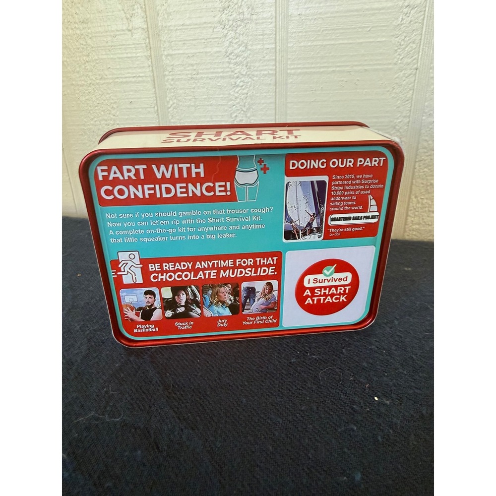 Shart Survival Kit Gag Gift Emergency Poo Guard Tin 5 Items White Elephant Prank - Picture 2 of 5